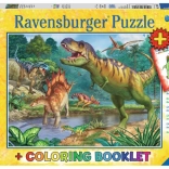 Prehistoric World of Dinosaurs XXL 100 Pieces Puzzle + Coloring Book RAVENSBURGER