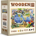 Puzzle en bois carte du monde des animaux 1010 pièces WOODEN CITY