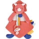 Doudou gift set - toy with pacifier holder pink dinosaur