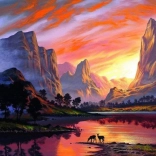 Diamantschilderij bergvallei