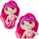 Plush Mermaid with Sequin Tail in Bright Pink 28 cm