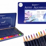 Set van 36 Aquarelkleurpotloden in een Metalen Etui