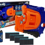 Schuimkogelpistool met draaiend magazijn blauw-oranje