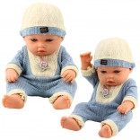 Baby Doll in Knitted Blue Outfit with Hat