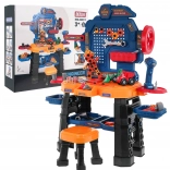 Kids’ workshop workbench 3+ with interactive cordless drill, stool and 181 pieces