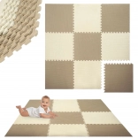 Schuimmat HUMBI 180 × 180 cm – waterdicht puzzelkleed van EVA-schuim, crème en beige, 9 delen