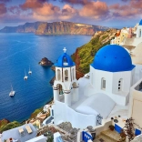 Puzzel Santorini – uitzicht op schepen, Griekenland 1000 stukjes