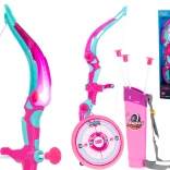 Pink kids' archery set with target and suction-cup arrows