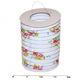 Paper lantern cylinder White with flowers 15 cm
