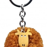 Porte-clés en bois girafe avec pompon