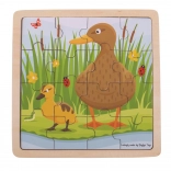 Puzzle encadré en bois BIGJIGS TOYS – cane et caneton – 16 pièces