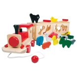 Bino Wooden Train with Zoo Animals