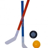 Plastic field hockey sticks 72 cm with floorball ball and puck (2 pcs)