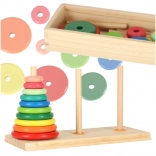 Houten Hanoï-toren – kleurrijke sorteerder met box