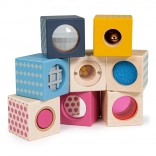 Cubes sensoriels en bois FSC BIGJIGS TOYS, 8 pcs