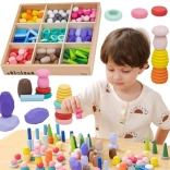 VIGA wooden Montessori building set Nature Treasures 141 pcs