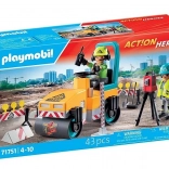 Action Heroes travaux routiers – set de construction avec rouleau compresseur et figurines