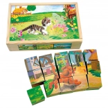 Bino cubes d’images en bois animaux domestiques 15 pièces