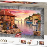 Puzzel met lijst en lijm Middellandse Zee haven 1000 stukjes
