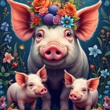 Puzzle Schweinefamilie auf Spaziergang 1000 Teile