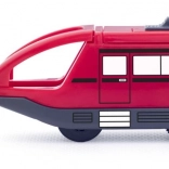 Rode locomotief met machinist op batterijen