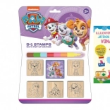 Houten stempels 5×5 cm met stempelkussen en waskrijt PAW PATROL