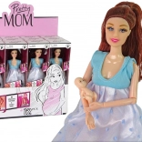 Pregnant doll in a blue dress with baby