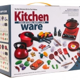 Red Set of Pots with Kitchen and Accessories