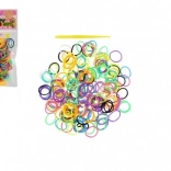 Colorful loom bands for bracelet making with a hook, 200 pcs (bag 8.5 × 13 cm)