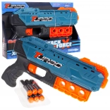 Kinderpistool Turbo blauw 8+ met 6 zachte kogels en handmatig laden