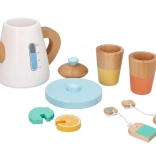 Wooden Tea Set with Teapot and Cups