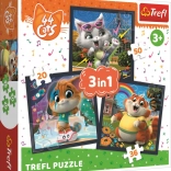 Puzzel 3-in-1 Leer schattige kittens kennen 44 CATS