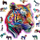 Houten puzzel kleurrijke tijger 150 stukjes WOODEN CITY
