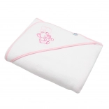 Kinderfrotté handdoek met capuchon NEW BABY 100 × 100 cm – wit, olifantje