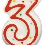 Cake Candle Number 3, 7.3 cm