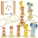 Jeu de lancer d’anneaux en bois TOOKY TOY – animaux, 15 pièces