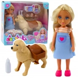 Set Mini Doll Ankiki Dog with Puppies Bone