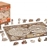Wooden Double-Sided Puzzle ANCIENT WORLD MAP 2-in-1, 75 pieces