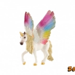 Plastic unicorn with rainbow wings 13 cm