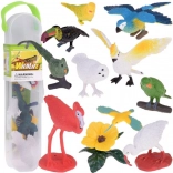 Set van kleurrijke figuurtjes van exotische vogels, 10 stuks