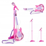 Children's Set of Electric Guitar and Microphone with Adjustable Stand
