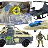 Children's military set with combat vehicles and aircraft