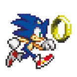Jixelz Remix kunststof pixelart-puzzel Sonic en gouden ring