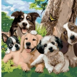Diamant schilderen vrolijke hondenbende 30 × 40 cm