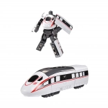 Metal robot convertible high-speed train white