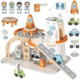 Station spatiale en bois Tooky Toy avec parking et fusée