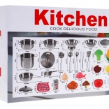 Children's Kitchen Set with Stainless Steel Pots and Accessories, 30 pcs