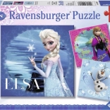 Ravensburger puzzel Frozen: Elsa, Anna en Olaf 3×49 stukjes