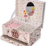 Sieradendoos met muziekwerk Ballerina – roze met bloemen