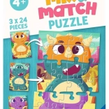 RAVENSBURGER Puzzle Mix & Match: niedliche Dinosaurier 3×24 Teile
